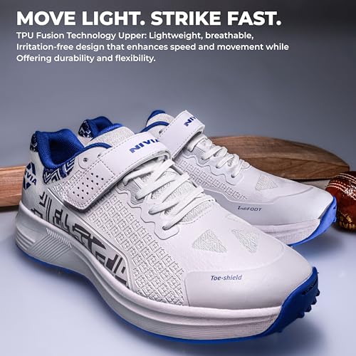 Nivia Crick-1000 2.0 Batting and Bowling Cricket Shoes for Men, Lightweight All-Rounder Spiked Shoes, Reinforced Toe, Cushioned Midsole & High-Traction Outsole for Turf and Hard Pitch Play, UK08 - Image 2
