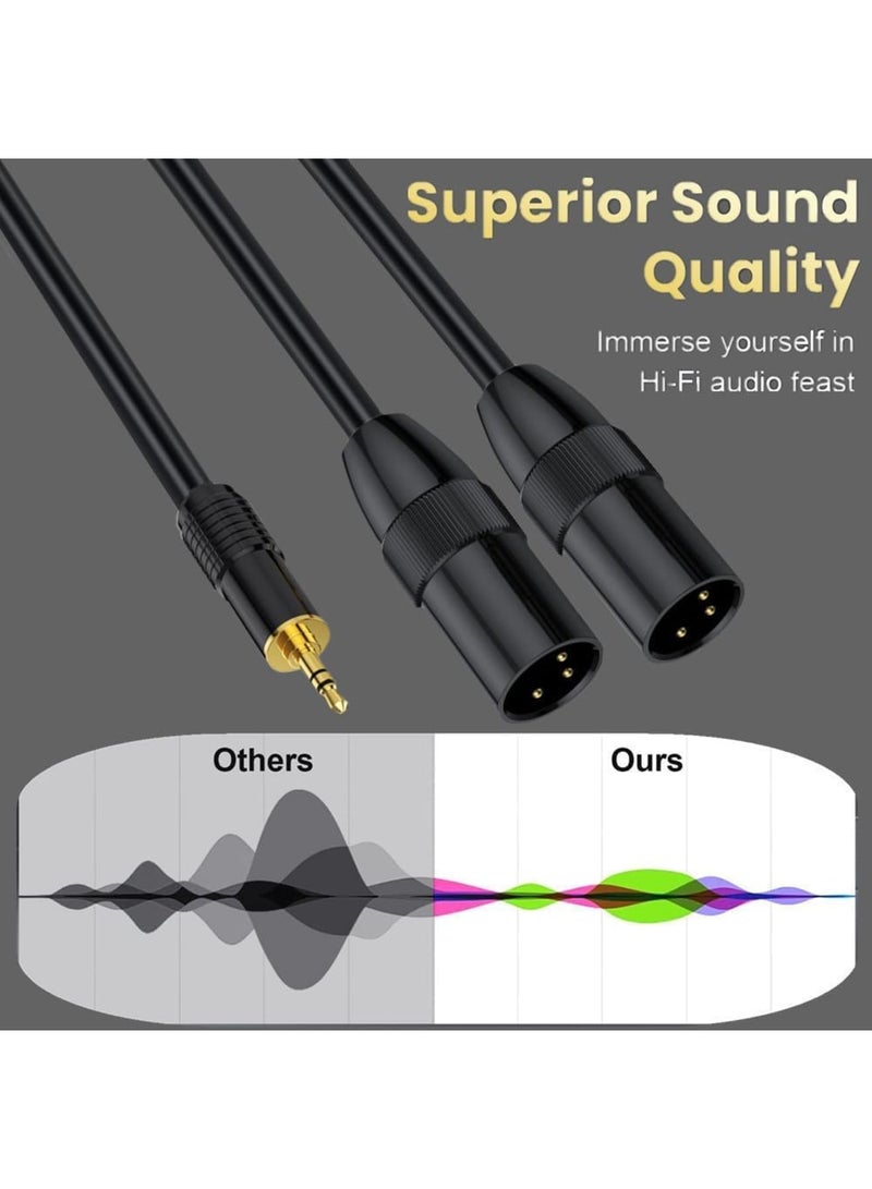 Excefore XLR to 3.5mm Splitter Cables, TRS Stereo Male to Dual XLR Male Interconnect Audio Microphone Cable, Y Splitter Adapter Cable (Male to Dual Male) - Image 3