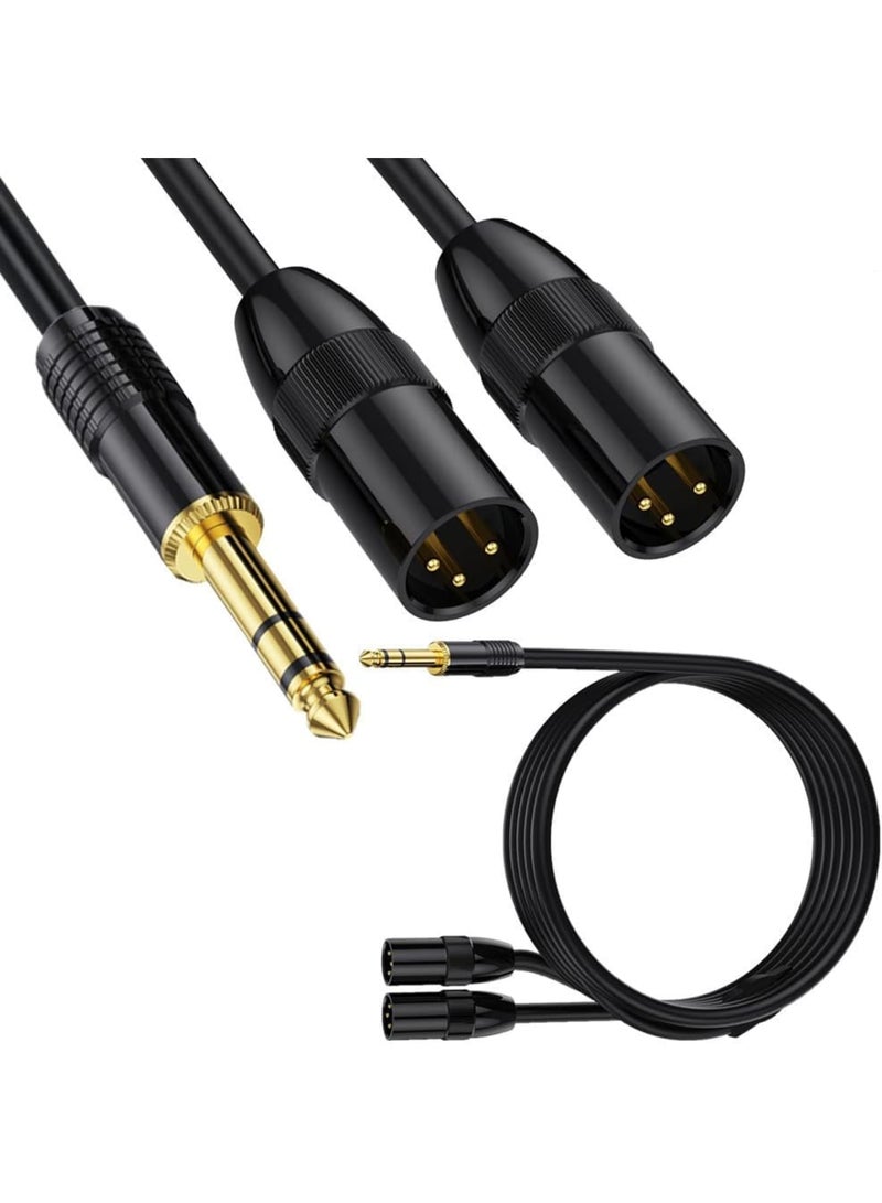 Excefore XLR to 3.5mm Splitter Cables, TRS Stereo Male to Dual XLR Male Interconnect Audio Microphone Cable, Y Splitter Adapter Cable (Male to Dual Male) - Image 1