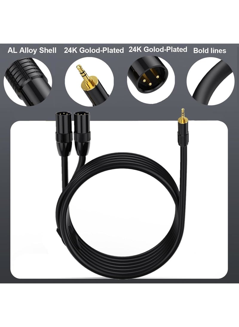 Excefore XLR to 3.5mm Splitter Cables, TRS Stereo Male to Dual XLR Male Interconnect Audio Microphone Cable, Y Splitter Adapter Cable (Male to Dual Male) - Image 2