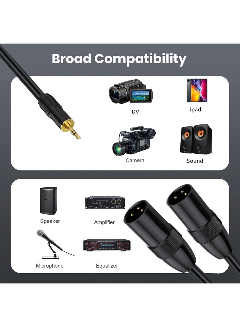 Excefore XLR to 3.5mm Splitter Cables, TRS Stereo Male to Dual XLR Male Interconnect Audio Microphone Cable, Y Splitter Adapter Cable (Male to Dual Male) - Image 4