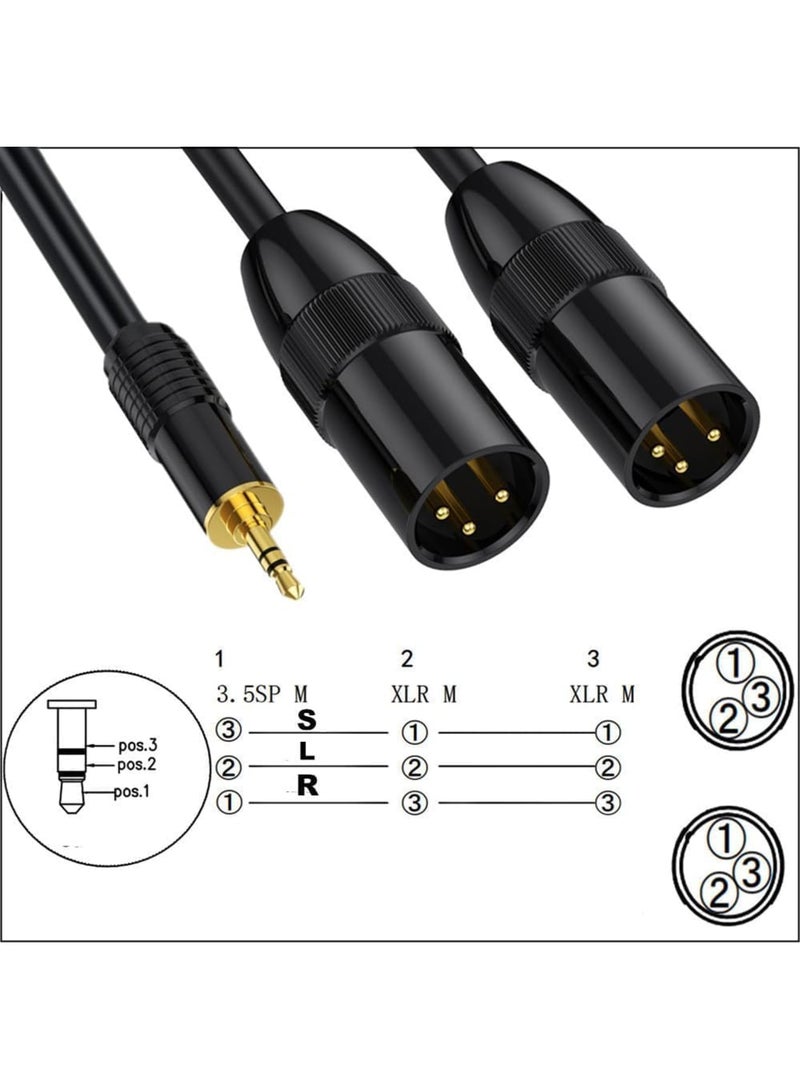 Excefore XLR to 3.5mm Splitter Cables, TRS Stereo Male to Dual XLR Male Interconnect Audio Microphone Cable, Y Splitter Adapter Cable (Male to Dual Male) - Image 5
