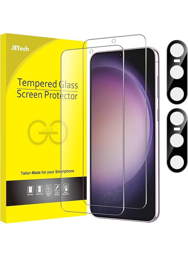 جي تيك واقي شاشة لهاتف سامسونج جالكسي S23 بلس S23 بلس 5G مقاس 6.6 بوصة مع واقي عدسة الكاميرا من الزجاج المقوى متوافق مع معرف بصمة الإصبع عالي الوضوح، عبوتان لكل منهما - Image 1