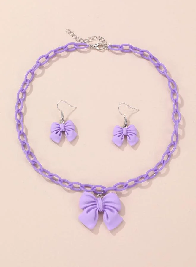 تايك تو طقم عقد وأقراط بفيونكة - قطعتين