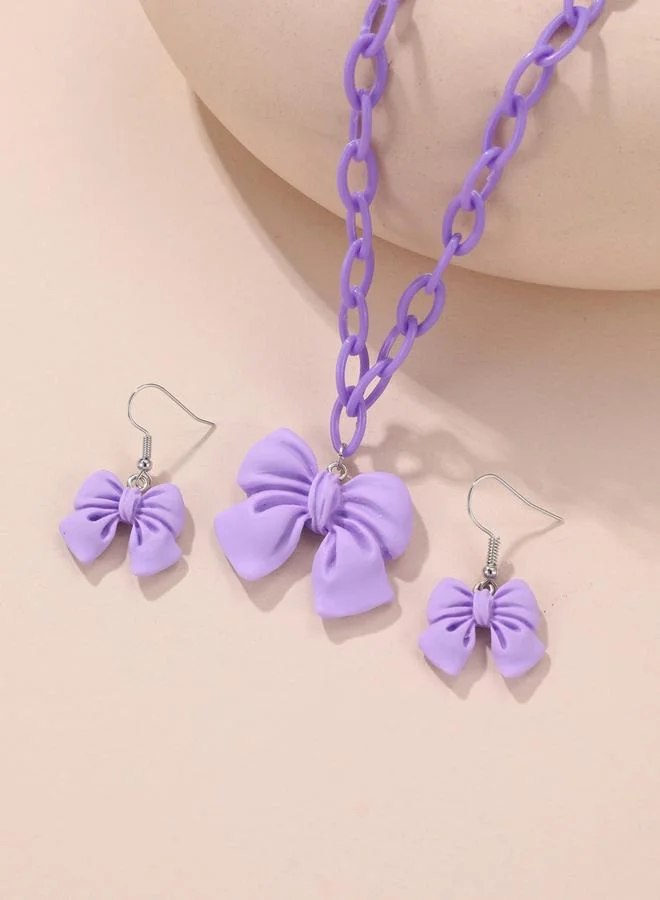 تايك تو طقم عقد وأقراط بفيونكة - قطعتين