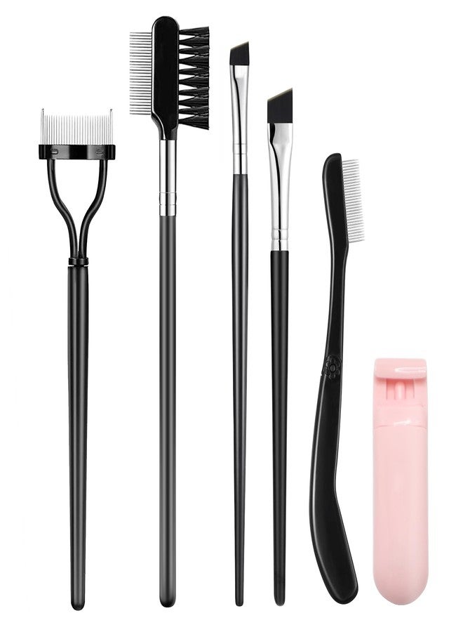 start makers Eyebrow Brush Eyelash Comb, START MAKERS 6PCS Folding Eyelash Comb Separator Mascara Brush Eyelash Curler Eye Makeup Brushes Professional Grooming Makeup Sets - Image 1