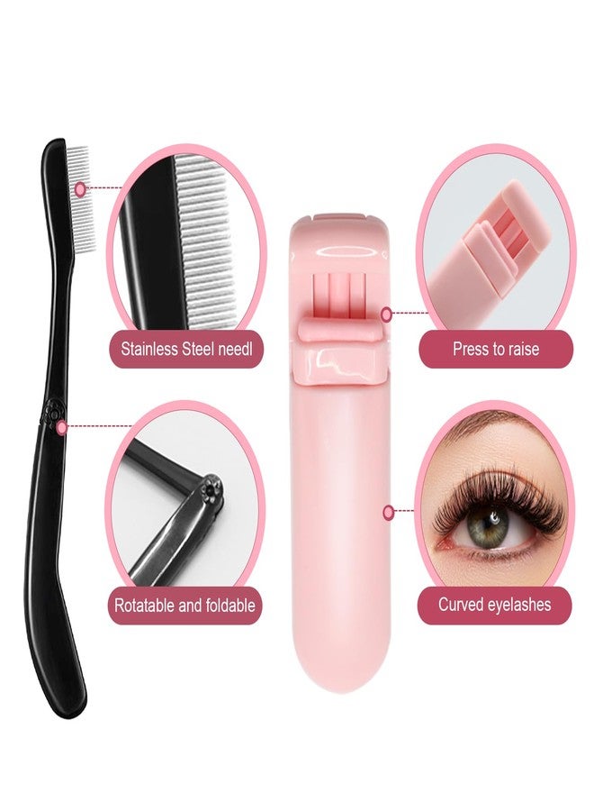 start makers Eyebrow Brush Eyelash Comb, START MAKERS 6PCS Folding Eyelash Comb Separator Mascara Brush Eyelash Curler Eye Makeup Brushes Professional Grooming Makeup Sets - Image 5