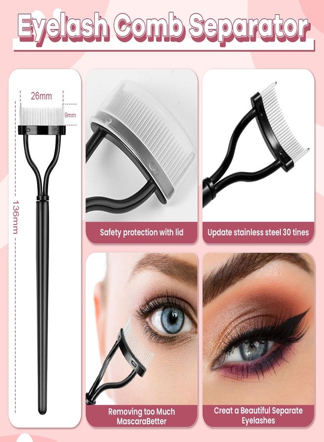 start makers Eyebrow Brush Eyelash Comb, START MAKERS 6PCS Folding Eyelash Comb Separator Mascara Brush Eyelash Curler Eye Makeup Brushes Professional Grooming Makeup Sets - Image 2