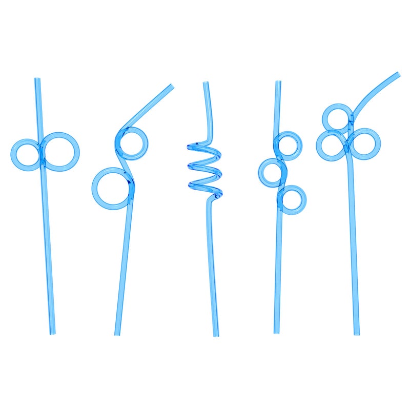 Fiesta First Fiesta First 20 Premium Long Crazy Silly Straws for Kids/Adults Blue  Twisty Twirly Fun Colorful Party Spiral Drinking Straws  Recyclable Plastic BPA Free Reusable  Loop Curly Swirly Party Favor