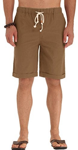 NITAGUT Men's Linen Casual Classic Fit Short (2XL(US 45-47), 03 Dark Khaki) - Image 4