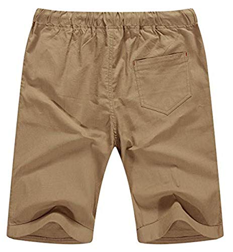 NITAGUT Men's Linen Casual Classic Fit Short (2XL(US 45-47), 03 Dark Khaki) - Image 2