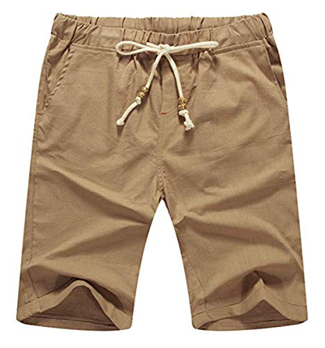 NITAGUT Men's Linen Casual Classic Fit Short (2XL(US 45-47), 03 Dark Khaki) - Image 1