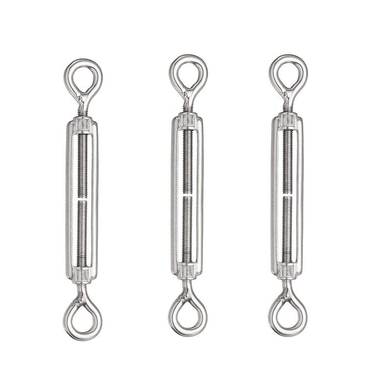 eoocvt 3pcs M10 Stainless Steel 304 Turnbuckle Wire Rope Tension (Eye & Eye) - Image 1