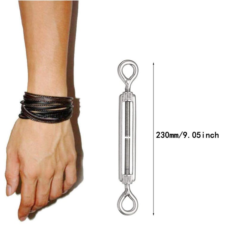 eoocvt 3pcs M10 Stainless Steel 304 Turnbuckle Wire Rope Tension (Eye & Eye) - Image 2
