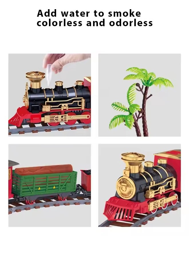 Steam Train Toy Set for Kids,Electric Train Toy with Musical lighting,Simulation Track,Locomotive,Carriages,Trees,Electric Assembly Toy Rail Car  - Image 4