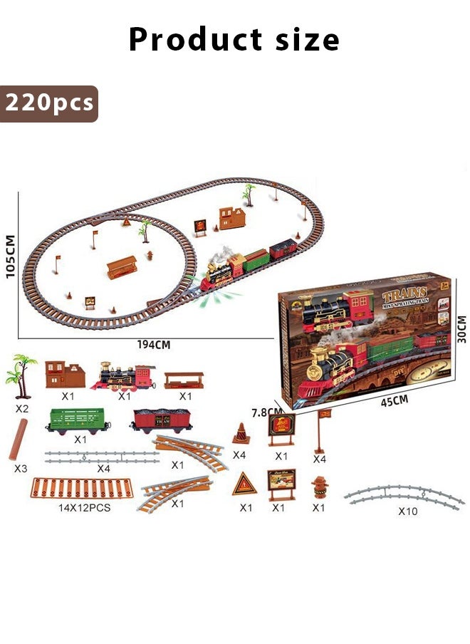 Steam Train Toy Set for Kids,Electric Train Toy with Musical lighting,Simulation Track,Locomotive,Carriages,Trees,Electric Assembly Toy Rail Car  - Image 2