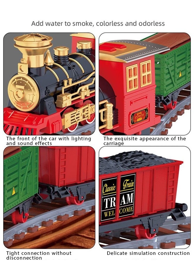Steam Train Toy Set for Kids,Electric Train Toy with Musical lighting,Simulation Track,Locomotive,Carriages,Trees,Electric Assembly Toy Rail Car  - Image 3