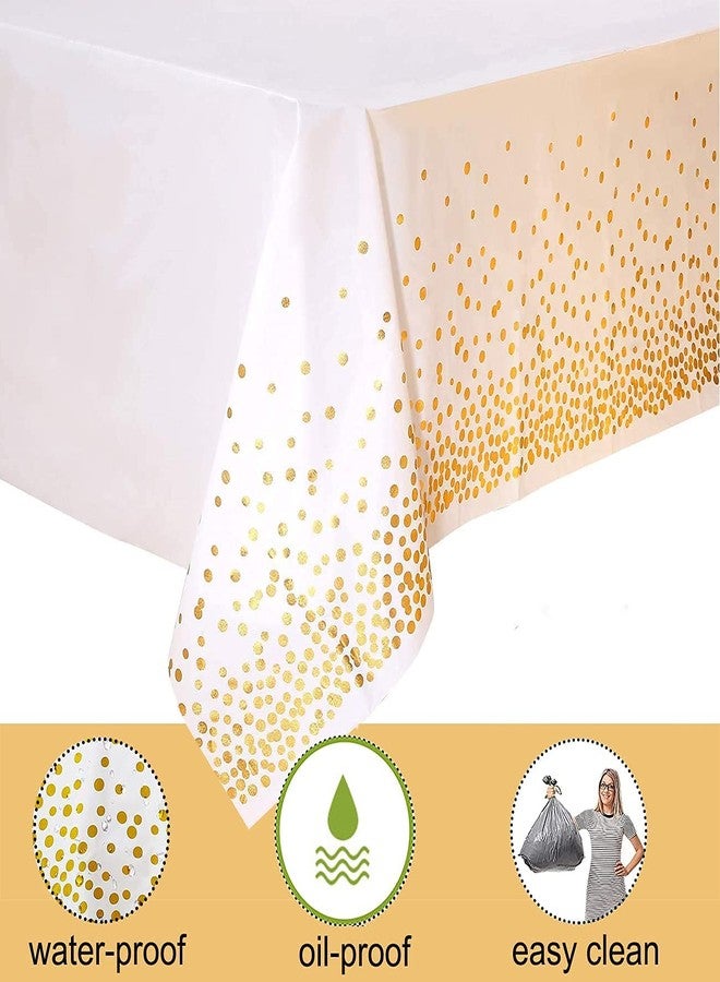 Yancorp 2 Pack White and Gold Tablecloth Disposable Gold Tables Tablecloths for Rectangle 54" x 108" Plastic Tablecloth Party Table Covers for Birthday Thanksgiving Christmas Wedding Outdoor BBQ (White) - Image 4