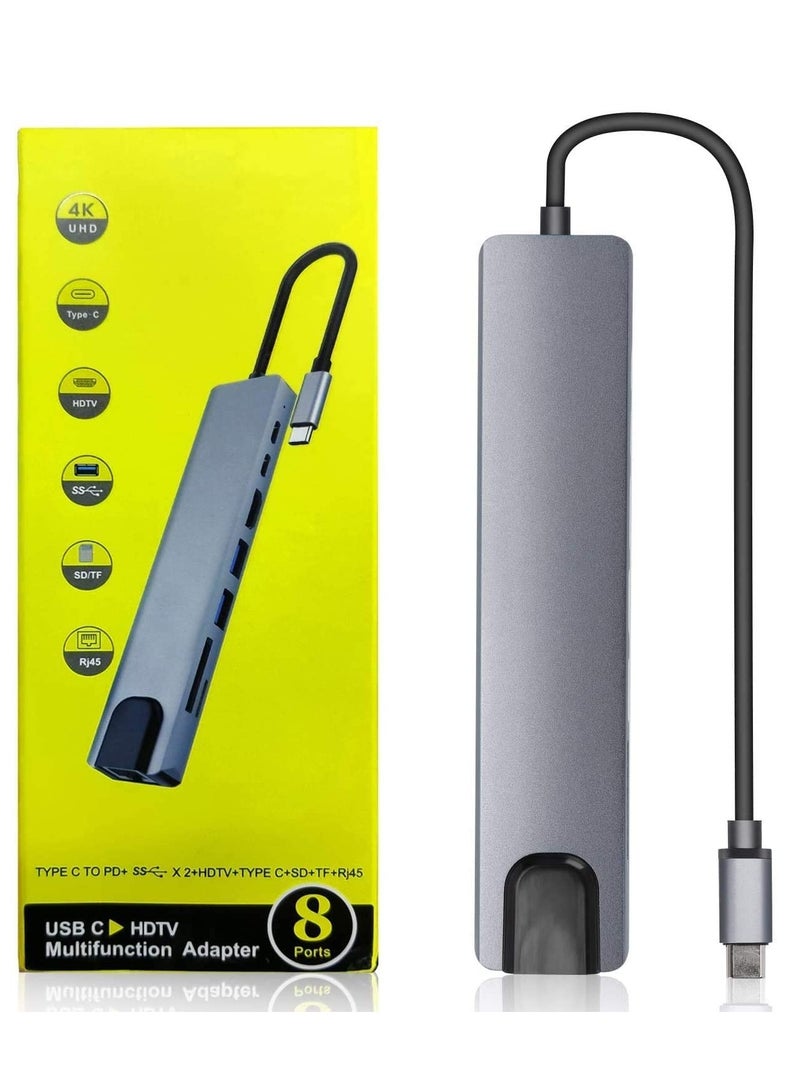 SOLARAE 8-in-1 USB C Hub with 4K HDMI, SD Card Reader, PD Charging, Gigabit Ethernet & 3 USB 3.0 Ports - Ultimate Multiport Adapter - Image 4