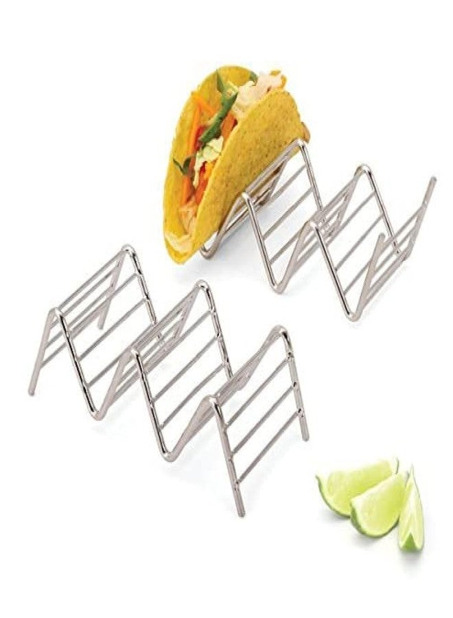 2 Lb. Depot Taco Holders Set of 2 Premium Stainless Steel Stackable Stands, Each Rack Holds 2 or 3 Hard or Soft Tacos, Five Styles Available By 2lbDepot - Image 1