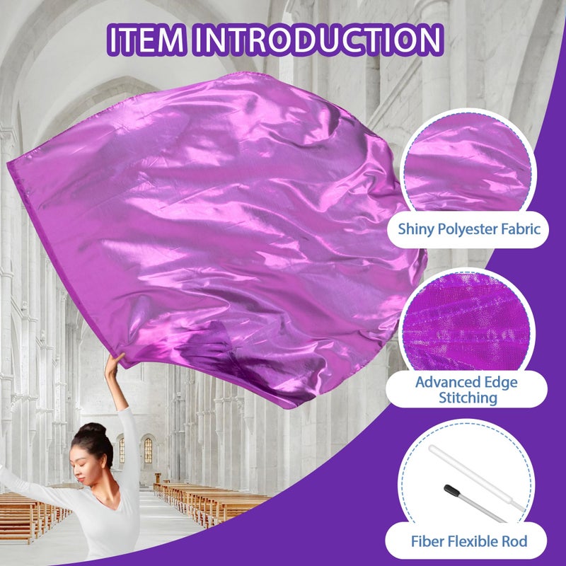 Baisdan 54"x54" Worship Flags for Dance Church, 2 Pack Praise Dance Flag Set, Beginner-Friendly Praise Flags With Flexible Rods & Carrying Bag, Purple - Image 3