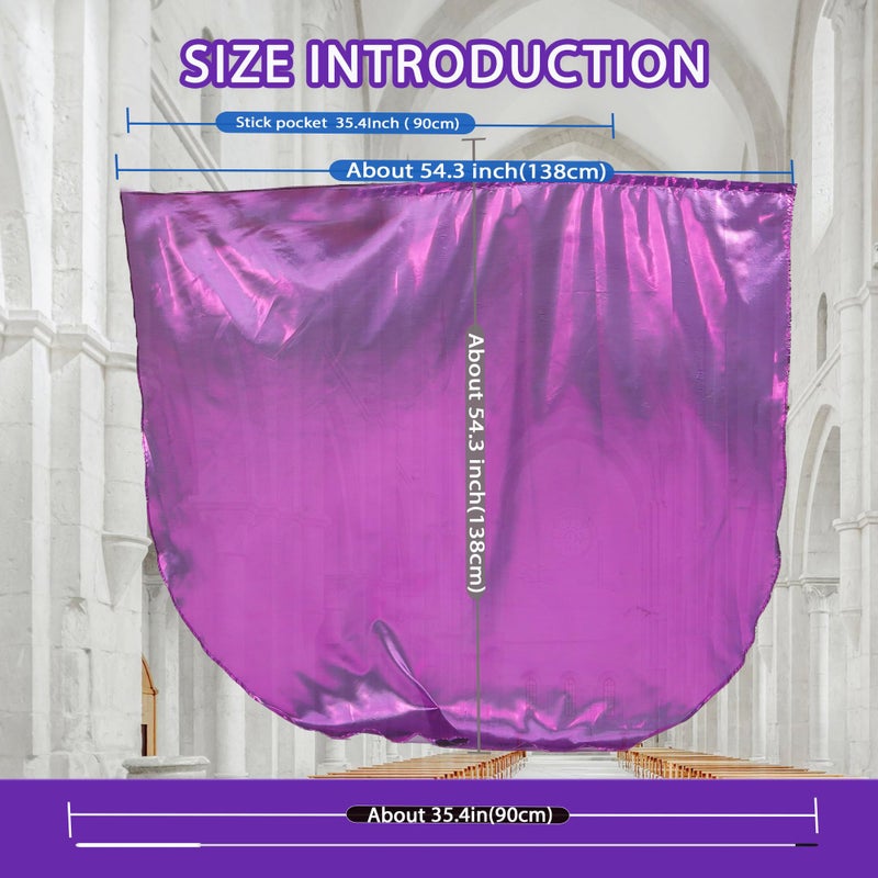 Baisdan 54"x54" Worship Flags for Dance Church, 2 Pack Praise Dance Flag Set, Beginner-Friendly Praise Flags With Flexible Rods & Carrying Bag, Purple - Image 2