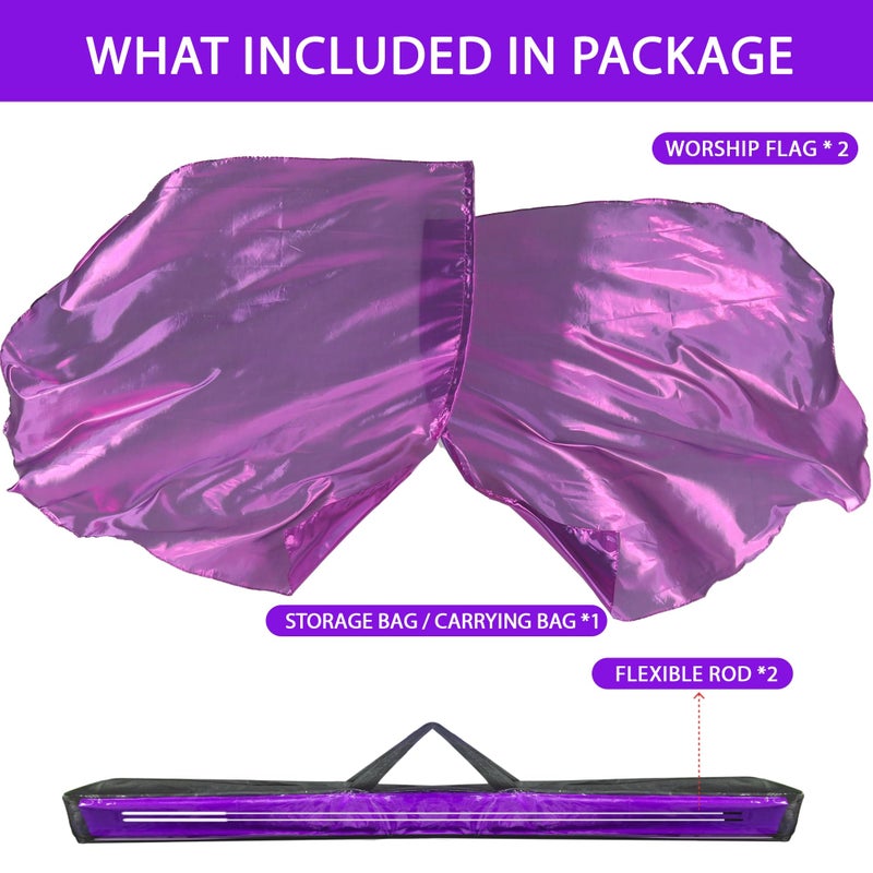 Baisdan 54"x54" Worship Flags for Dance Church, 2 Pack Praise Dance Flag Set, Beginner-Friendly Praise Flags With Flexible Rods & Carrying Bag, Purple - Image 5
