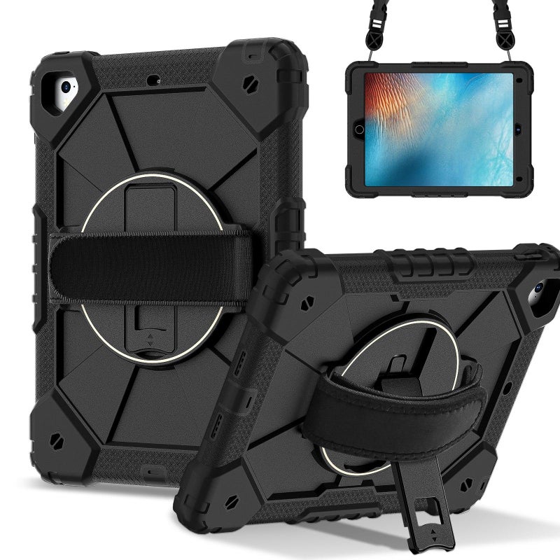 For Ipad 10.2 2021 / 2020 / 2019 Contrast Color Robot Silicone Hybrid Pc Tablet Case(Black) - Image 1