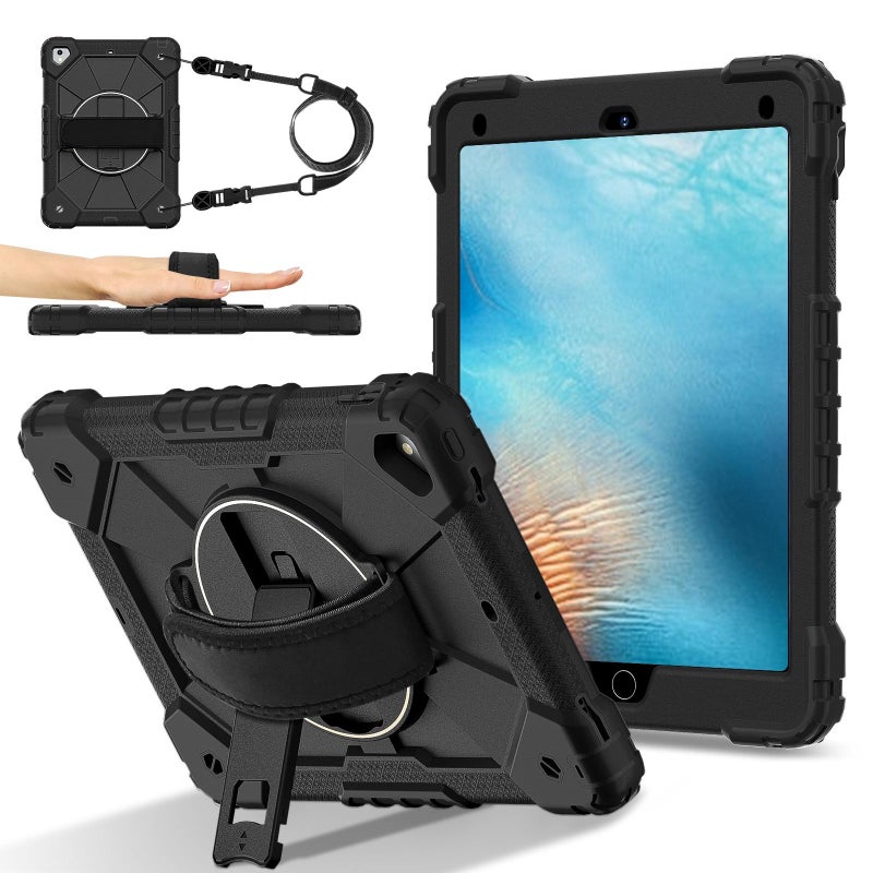 For Ipad 10.2 2021 / 2020 / 2019 Contrast Color Robot Silicone Hybrid Pc Tablet Case(Black) - Image 2