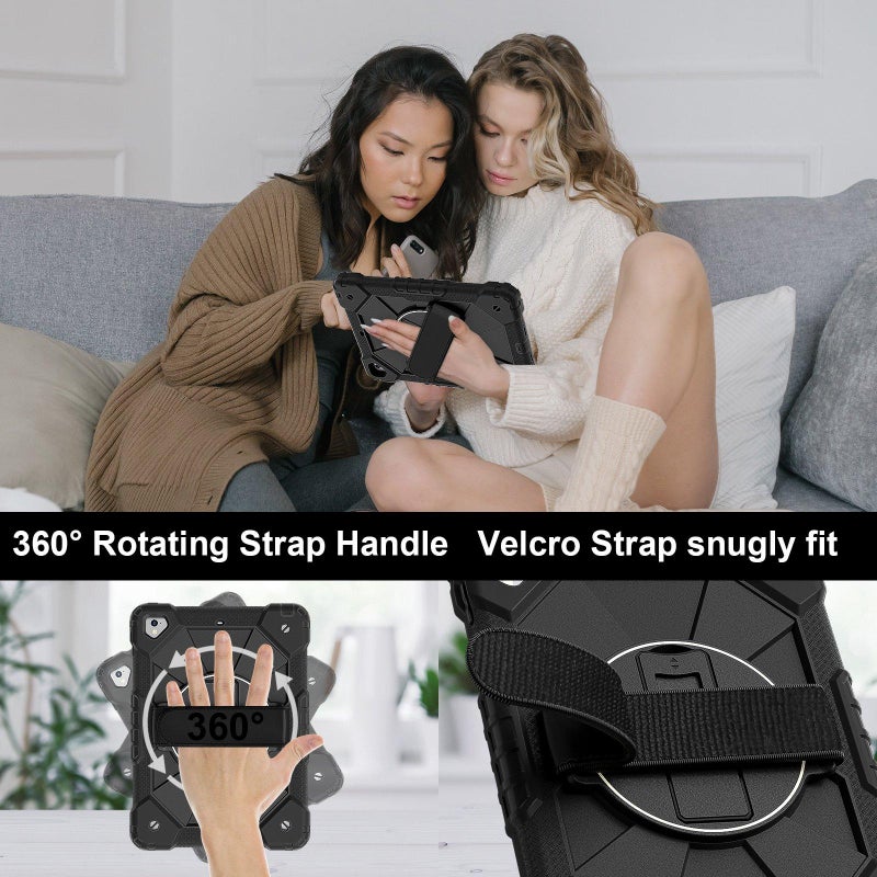 For Ipad 10.2 2021 / 2020 / 2019 Contrast Color Robot Silicone Hybrid Pc Tablet Case(Black) - Image 5
