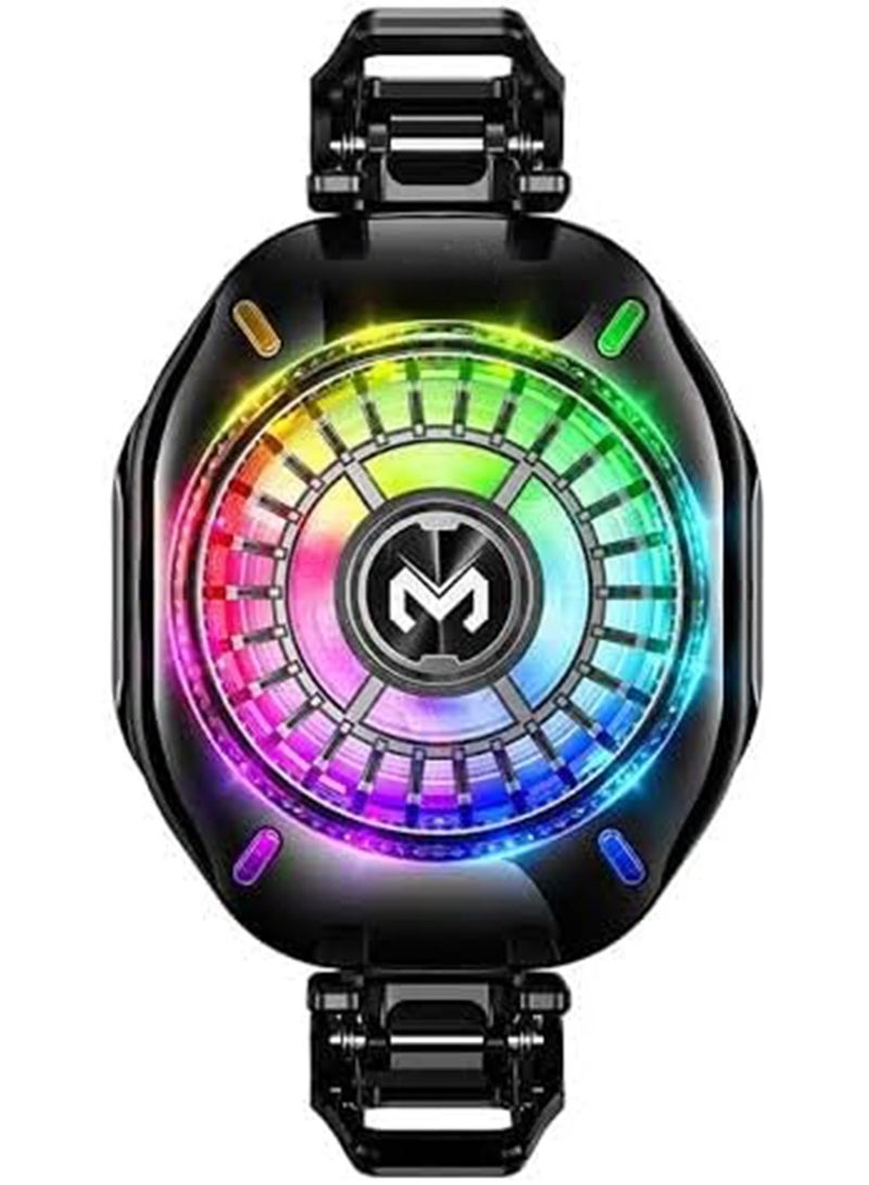 ميمو مبرد الهاتف المحمول CX10 RGB مزود بمروحة تبريد شبه موصلة، وتحكم في درجة حرارة الهاتف، ومشبك مغناطيسي، وكابل سريع من النوع C، وتبديد سريع للحرارة لأجهزة أندرويد وآيفون المخصصة للألعاب والبث المباشر والأجهزة المحمولة. - Image 1