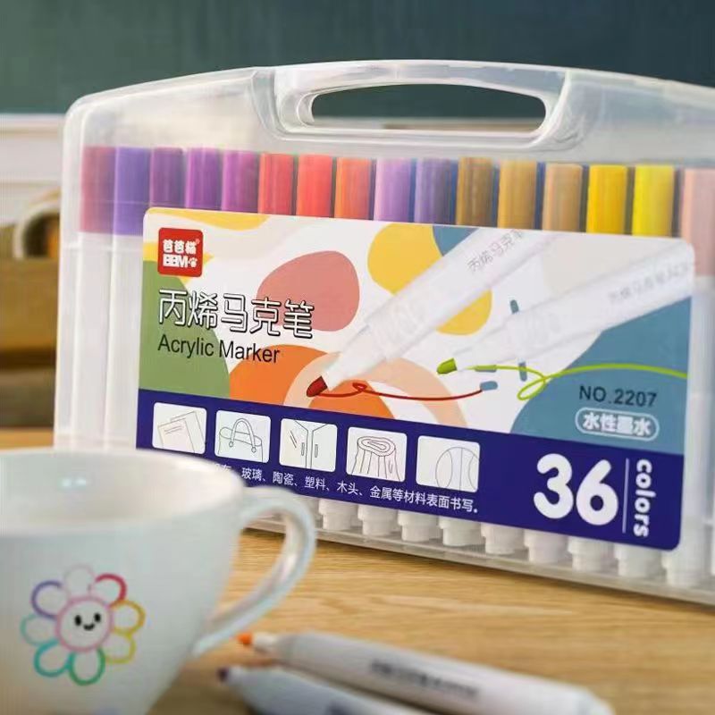 Acrylic Marker Waterproof Quick-Drying Watercolor Pen Children Art Ceramic Stone Graffiti Painting Color Brush Suit - Image 2