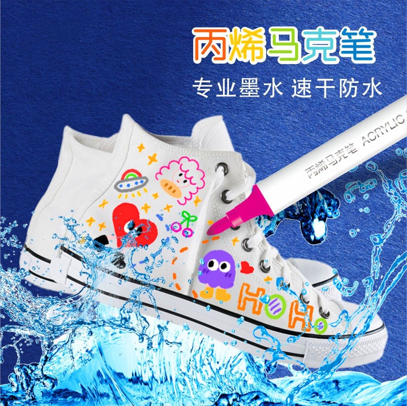 Acrylic Marker Waterproof Quick-Drying Watercolor Pen Children Art Ceramic Stone Graffiti Painting Color Brush Suit - Image 4