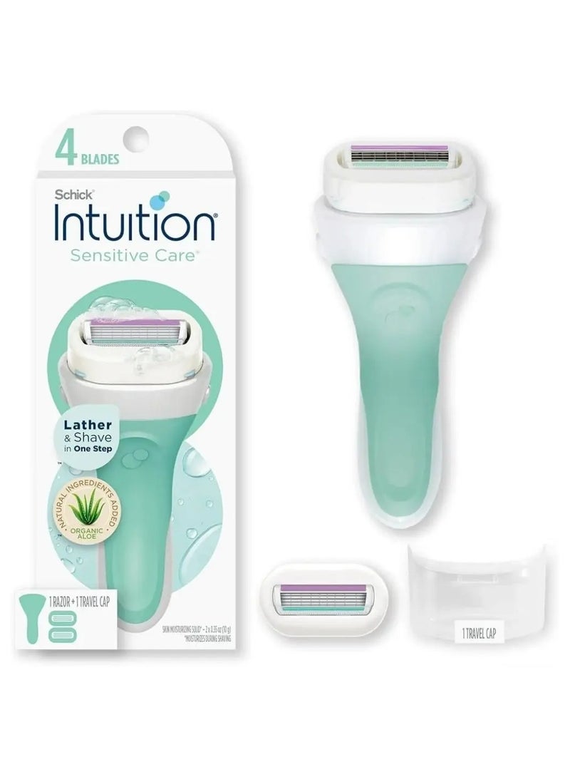 مجموعة العناية بالبشرة الحساسة من شيك، عبوة مكونة من ماكينة حلاقة واحدة وخرطوشتين لإعادة التعبئة
