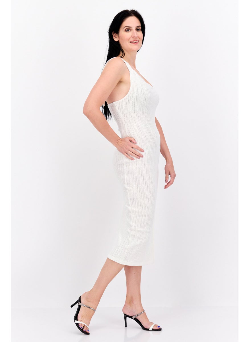 Simmi London - Women Textured Midi Dress, White - Image 1