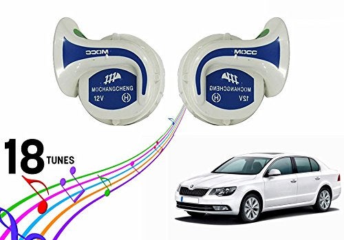 Vocado 2745 White & Blue Mocc 18 In 1 Digital Tones Car Magic Horn For Skoda Superb Type 2 (Set of 2) - Image 1