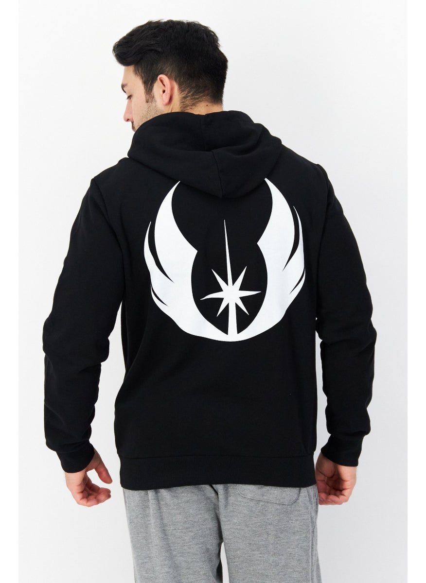 STAR WARS Men Hood With Drawstring Graphic Print Long Sleeve Sweatshirt, Black  - Image 3
