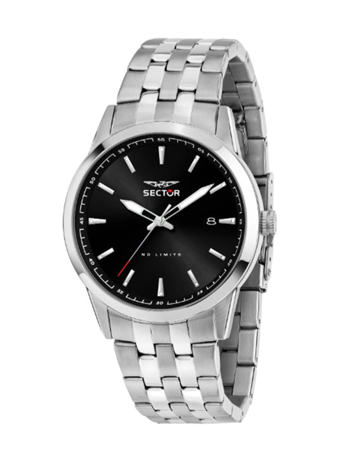 Sector Men's Black Round Dial with Silver Stainless Steel Band Watch - 41mm - R3253517029 - Image 1