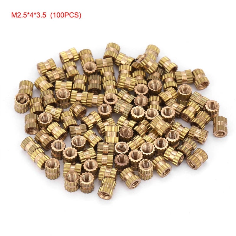 Brass Threaded Inserts M2.5 Assorted Lengths Durable Heat-Resistant - Convenient Small Size for Multiple Projects - Image 1