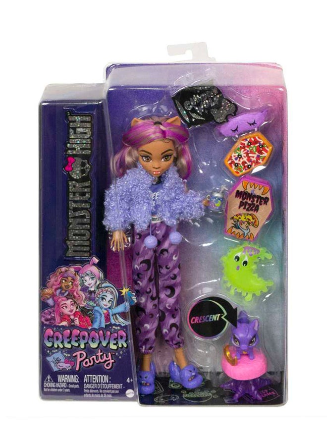 MONSTER HIGH Doll And Sleepover Accessories, Clawdeen Wolf  Doll With Pet Dog Crescent , Creepover Party - Image 1