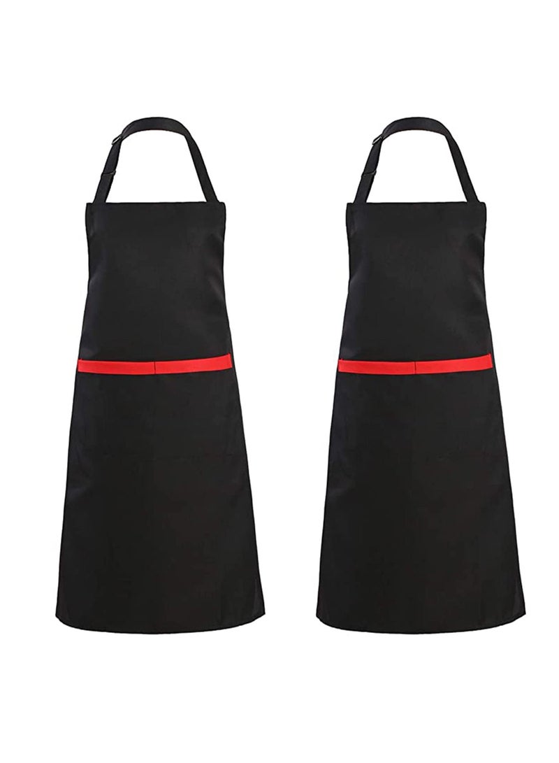 KASTWAVE 2 Pack Adjustable Bib Apron with 2 Pockets Waterdrop Resistant Cooking Kitchen Aprons for Women Men Chef Couple BBQ Painting - Image 1