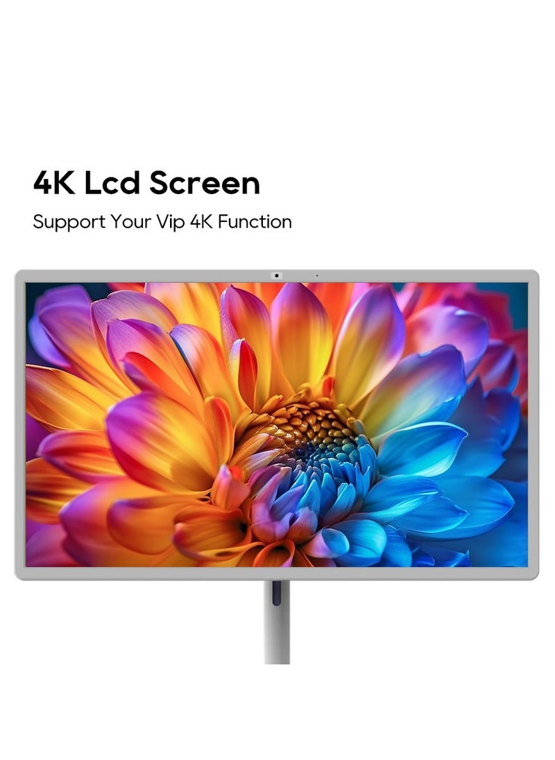 32" Android Smart Screen with Stand & Camera /Netflix/YouTube/Google Play/ Full HD 1080p Display / Touchscreen Android Monitor/ Rechargeable / Smart Display with Tablet-like Functionality - White