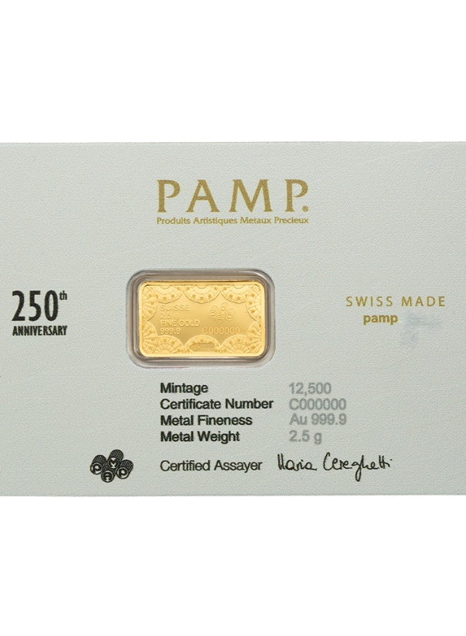 بامب PAMP Suisse 2.5 جرام 999.9 سبيكة ذهب نقي | الذكرى الـ 250 لتأسيس الولايات المتحدة الأمريكية 1776-2026 | إصدار محدود 12,500 قطعة | مغلفة بشهادة CertiPAMP - Image 2