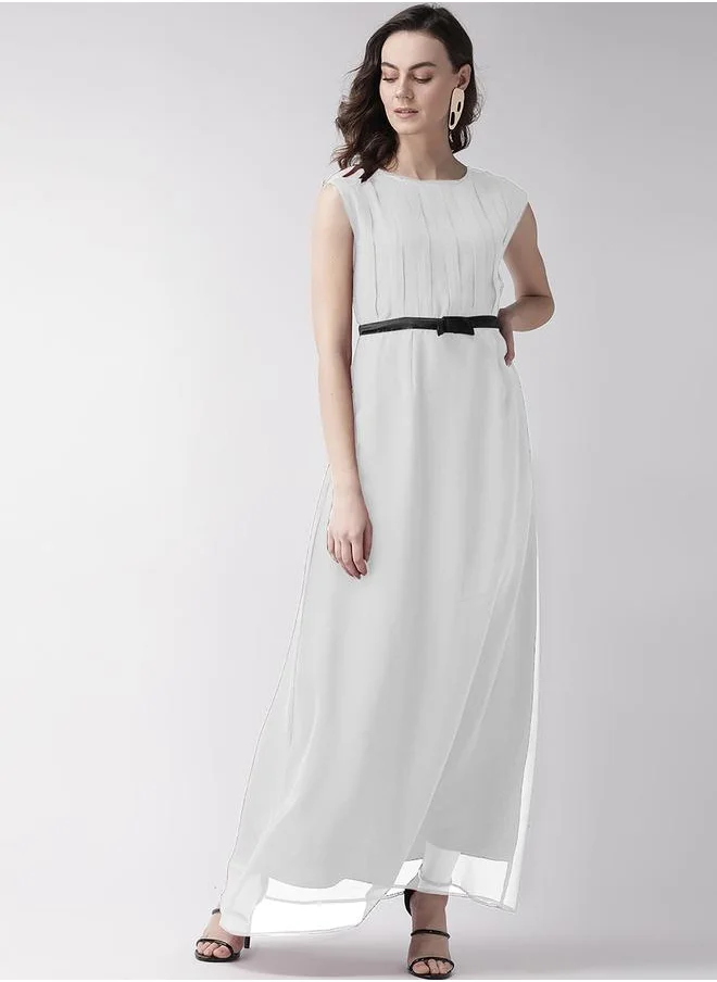 ميش Box Pleated Contrast Waist A-Line Maxi Dress by Styli