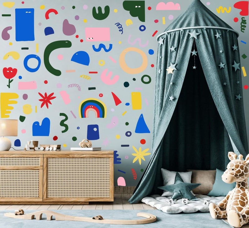 YIMEHDAN Abstract Shapes Wall Decal,Colorful Irregular Polka Dot Vinyl Wall Stickers, Removable Modern Geometric Artwork for Classroom Playroom Bedroom Decor - Image 5