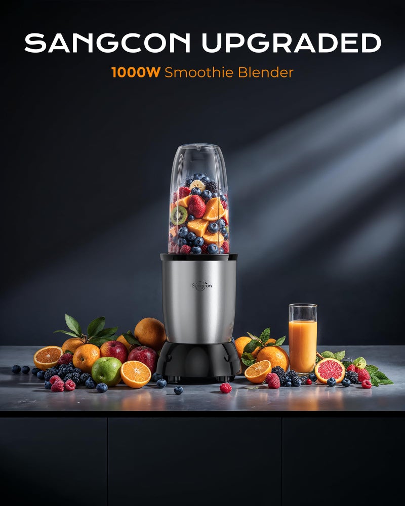 Sangcon 1000w Smoothie Blender for Kitchen, Blender for Smoothies, with 24oz/19oz/10oz Bpa-Free Cups – Upgraded Portable Personal Blenders for Shakes, Frozen fruit, Baby Food, Spice Grinding & More - Image 2