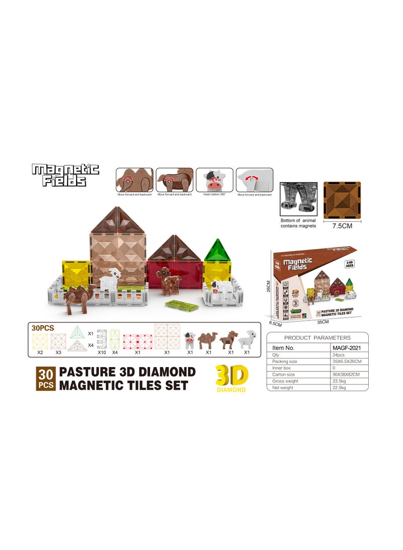 Magnetic Fields Pasture 3D Diamond Magnetic Tiles set-30 Pcs - Image 3