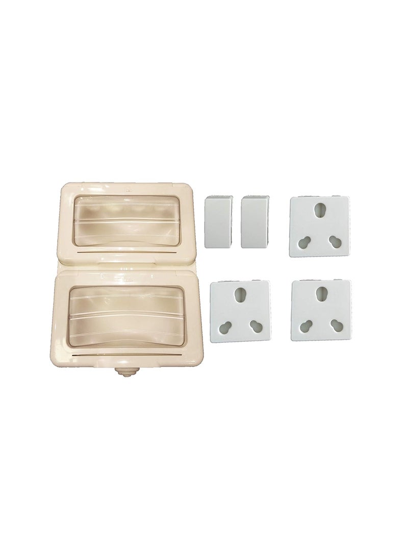 CS CS Water Proof 8 Module Plastic Box with 2 16 A Switches and 3 16 A Sockets  - Image 1