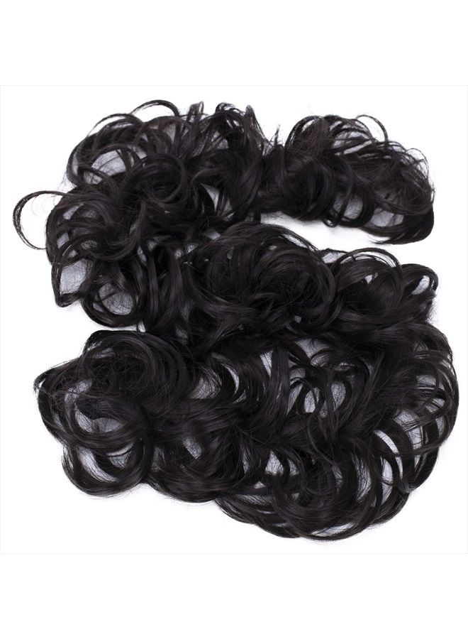 CAISHA by PRETTYSHOP XXL Hairpiece Scrunchy Updo Bridal Hairstyle Voluminous Curly Messy Bun Dark Brown HW21 - Image 1
