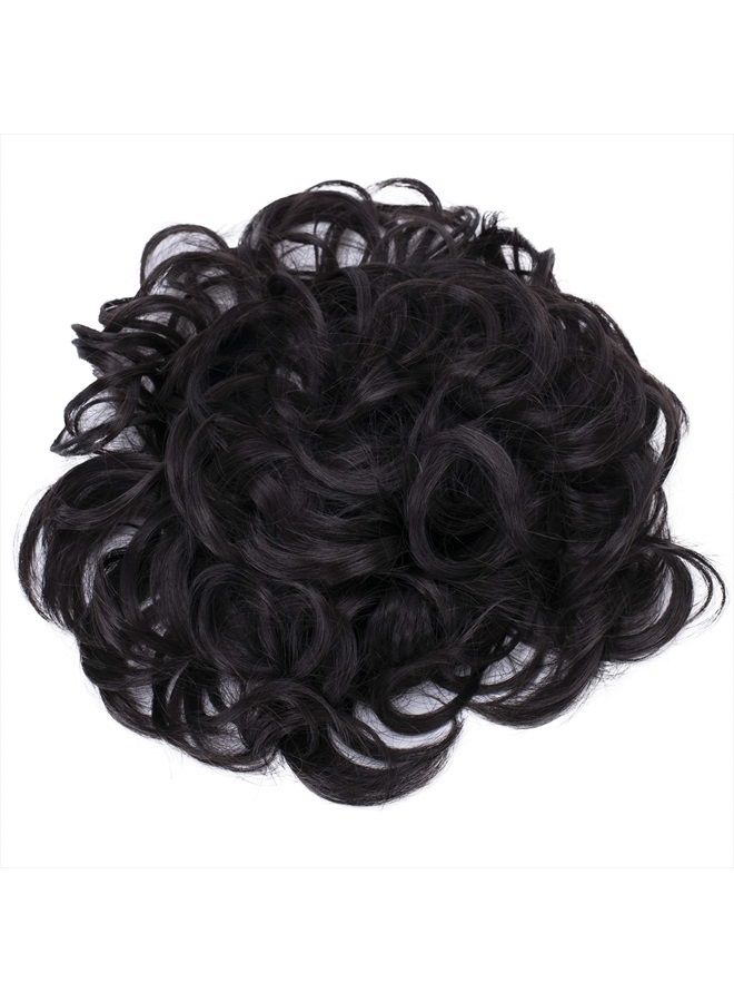 CAISHA by PRETTYSHOP XXL Hairpiece Scrunchy Updo Bridal Hairstyle Voluminous Curly Messy Bun Dark Brown HW21 - Image 3